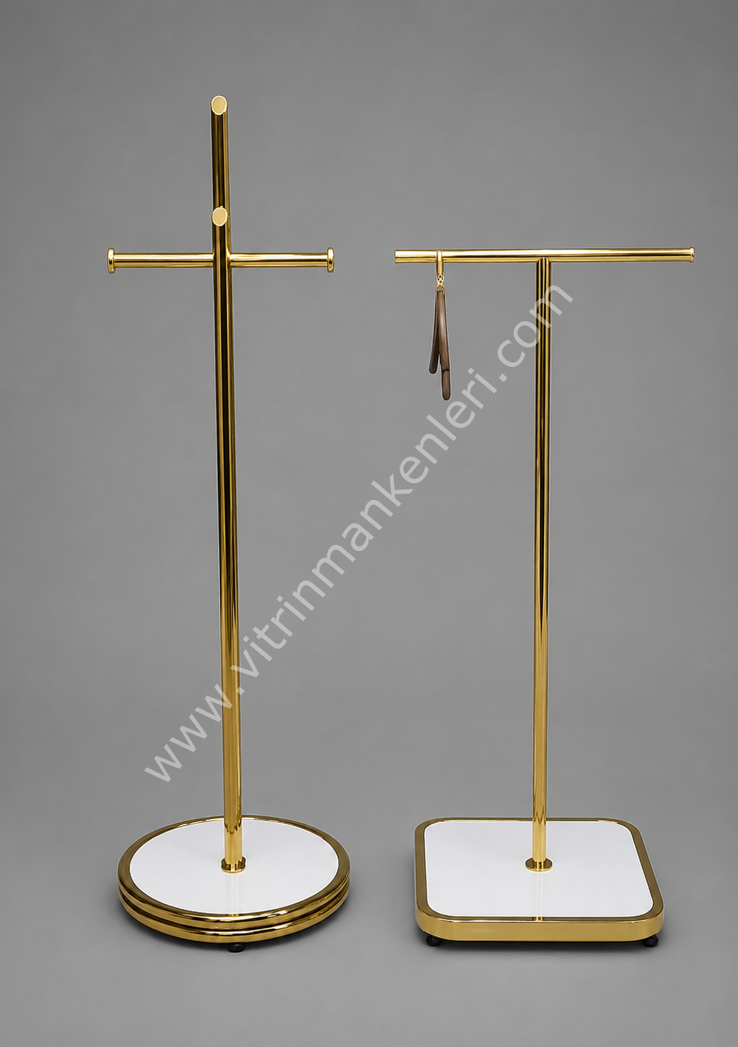 GOLD KAPLAMA DAYANIKLI İKİLİ ÖZEL ORTA STAND ASKILIK İMD VİTRİN DEKORASYON BEYAZ - GOLD KAPLAMA