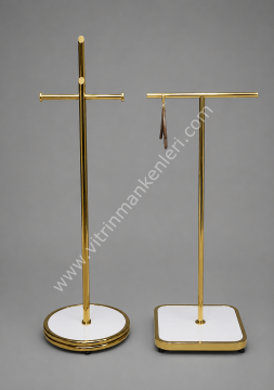 GOLD KAPLAMA DAYANIKLI İKİLİ ÖZEL ORTA STAND ASKILIK İMD VİTRİN DEKORASYON BEYAZ - GOLD KAPLAMA