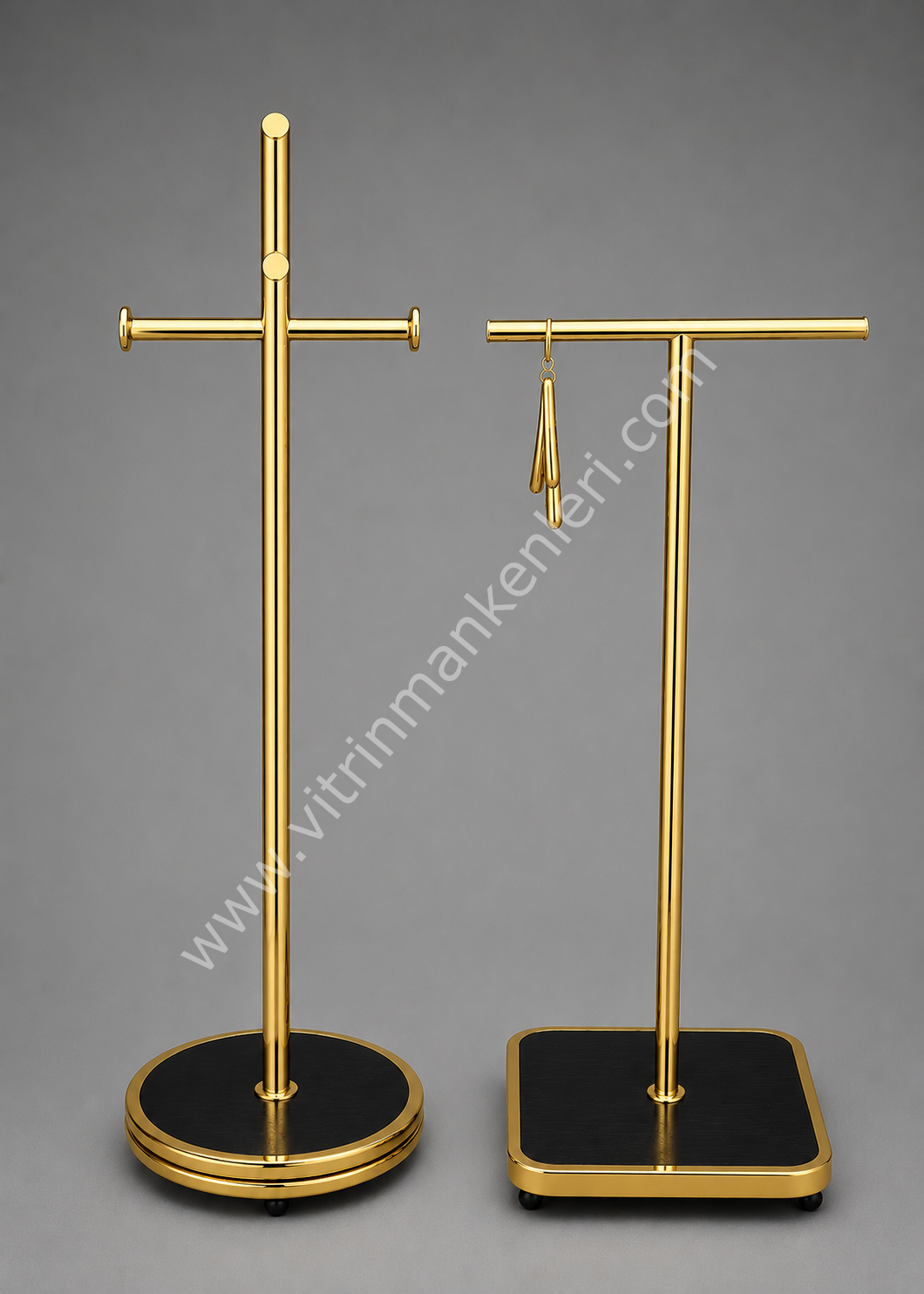 GOLD KAPLAMA DAYANIKLI İKİLİ ÖZEL ORTA STAND ASKILIK İMD VİTRİN DEKORASYON SİYAH - GOLD KAPLAMA