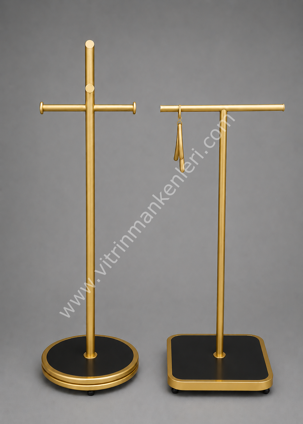 GOLD KAPLAMA DAYANIKLI İKİLİ ÖZEL ORTA STAND ASKILIK İMD VİTRİN DEKORASYON SİYAH - GOLD STATİK BOYA