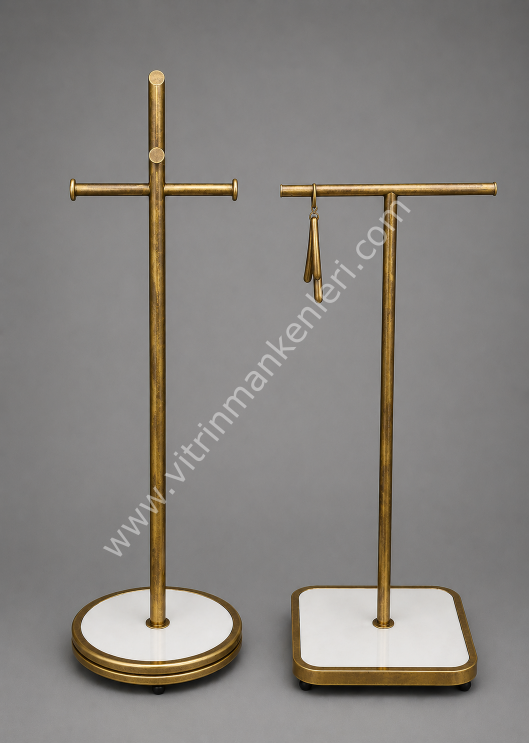 GOLD KAPLAMA DAYANIKLI İKİLİ ÖZEL ORTA STAND ASKILIK İMD VİTRİN DEKORASYON BEYAZ - GOLD ESKİTME