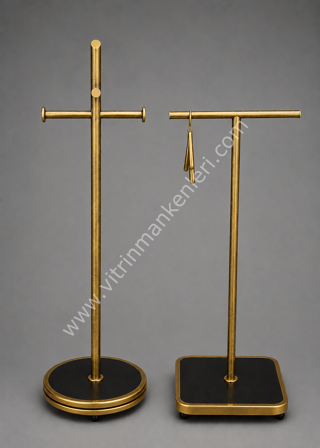 GOLD KAPLAMA DAYANIKLI İKİLİ ÖZEL ORTA STAND ASKILIK İMD VİTRİN DEKORASYON SİYAH - GOLD ESKİTME