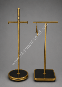 GOLD KAPLAMA DAYANIKLI İKİLİ ÖZEL ORTA STAND ASKILIK İMD VİTRİN DEKORASYON SİYAH - GOLD ESKİTME