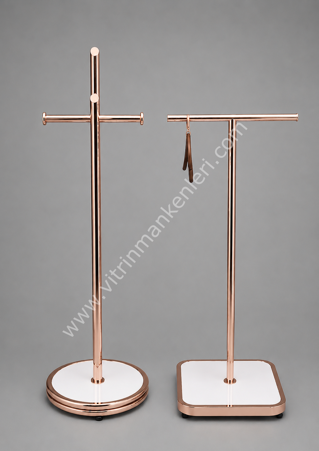 GOLD KAPLAMA DAYANIKLI İKİLİ ÖZEL ORTA STAND ASKILIK İMD VİTRİN DEKORASYON BEYAZ - ROSE GOLD