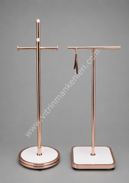 GOLD KAPLAMA DAYANIKLI İKİLİ ÖZEL ORTA STAND ASKILIK İMD VİTRİN DEKORASYON BEYAZ - ROSE GOLD
