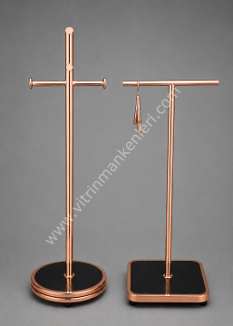 GOLD KAPLAMA DAYANIKLI İKİLİ ÖZEL ORTA STAND ASKILIK İMD VİTRİN DEKORASYON SİYAH - ROSE GOLD