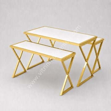 Katlama Masası GOLD KAPLAMA - BEYAZ