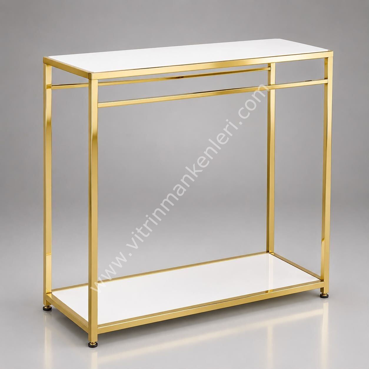 Butik Çiftli Askılık Mağaza Standı Askılık GOLD KAPLAMA - BEYAZ