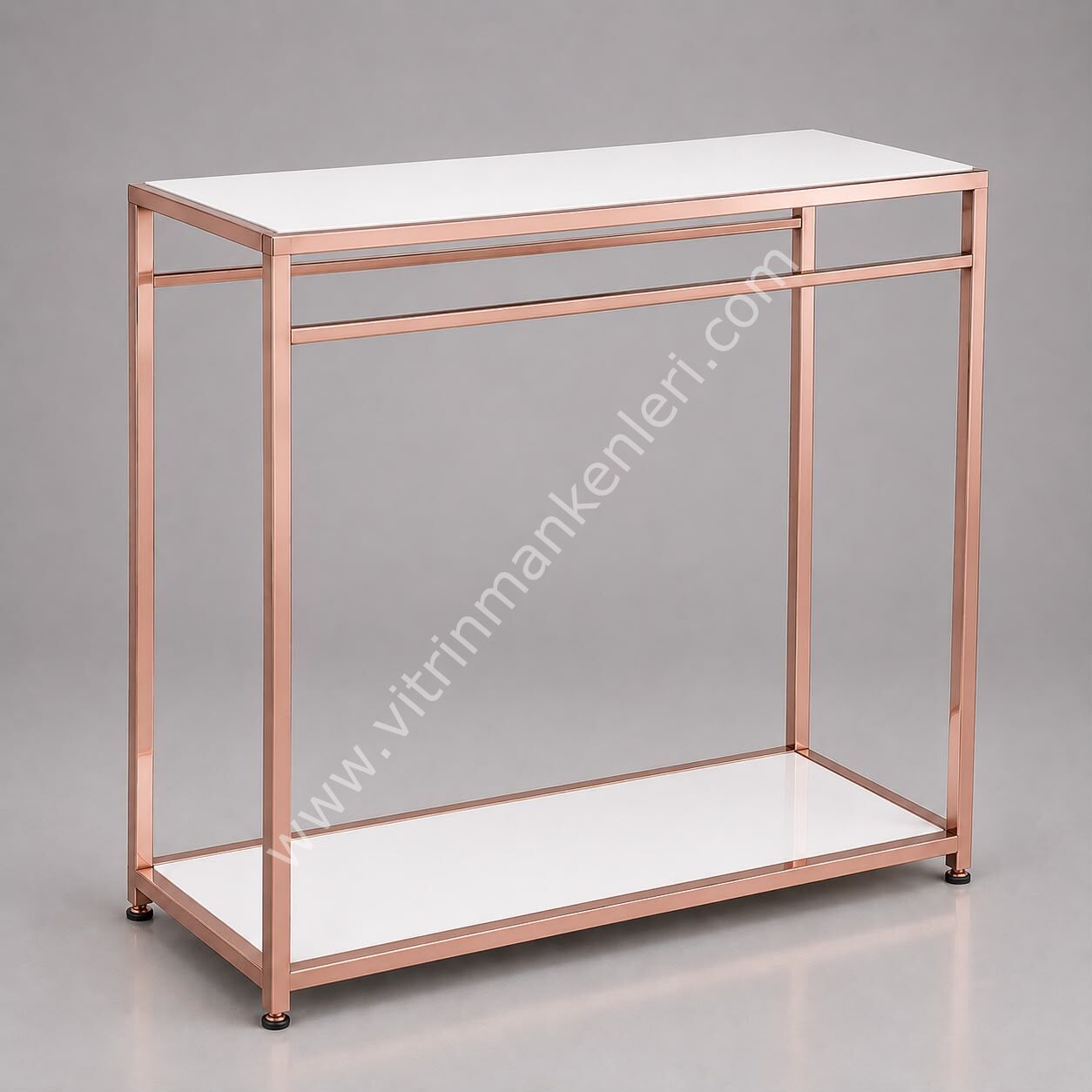 Butik Çiftli Askılık Mağaza Standı Askılık ROSE GOLD - BEYAZ