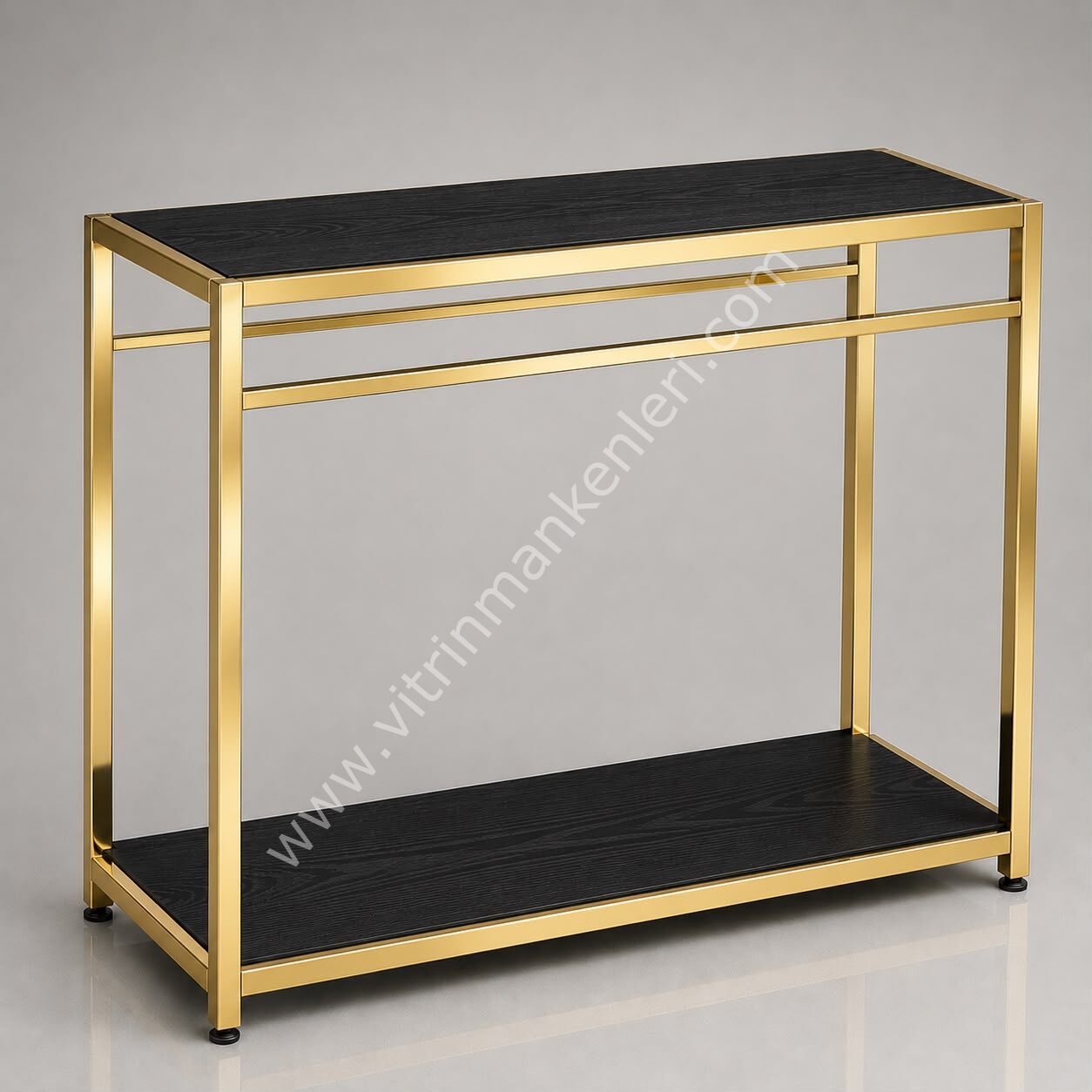 Butik Çiftli Askılık Mağaza Standı Askılık GOLD KAPLAMA - SİYAH
