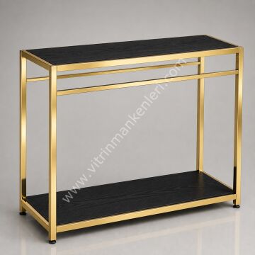 Butik Çiftli Askılık Mağaza Standı Askılık GOLD KAPLAMA - SİYAH