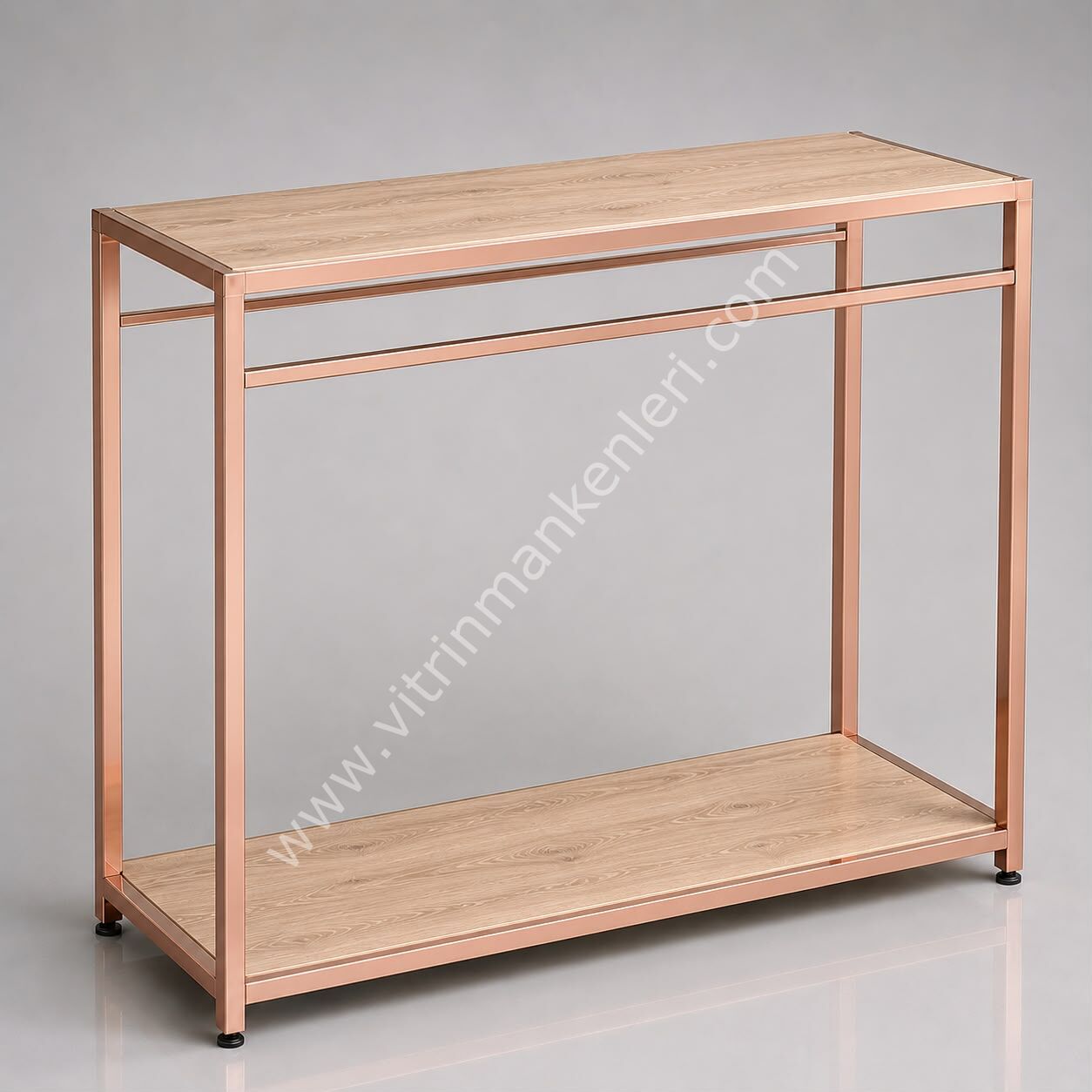 Butik Çiftli Askılık Mağaza Standı Askılık ROSE GOLD - ATLANTİK ÇAM