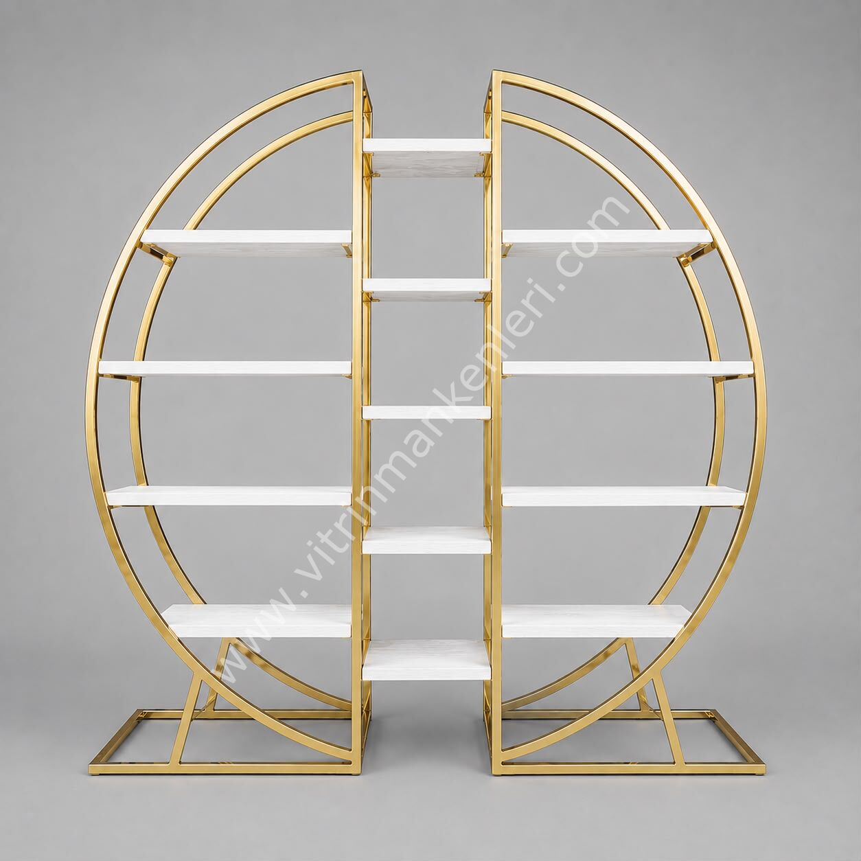 OVAL VİTRİN STANDI GOLD KAPLAMA