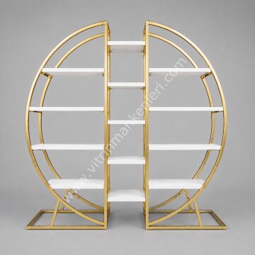 OVAL VİTRİN STANDI GOLD KAPLAMA