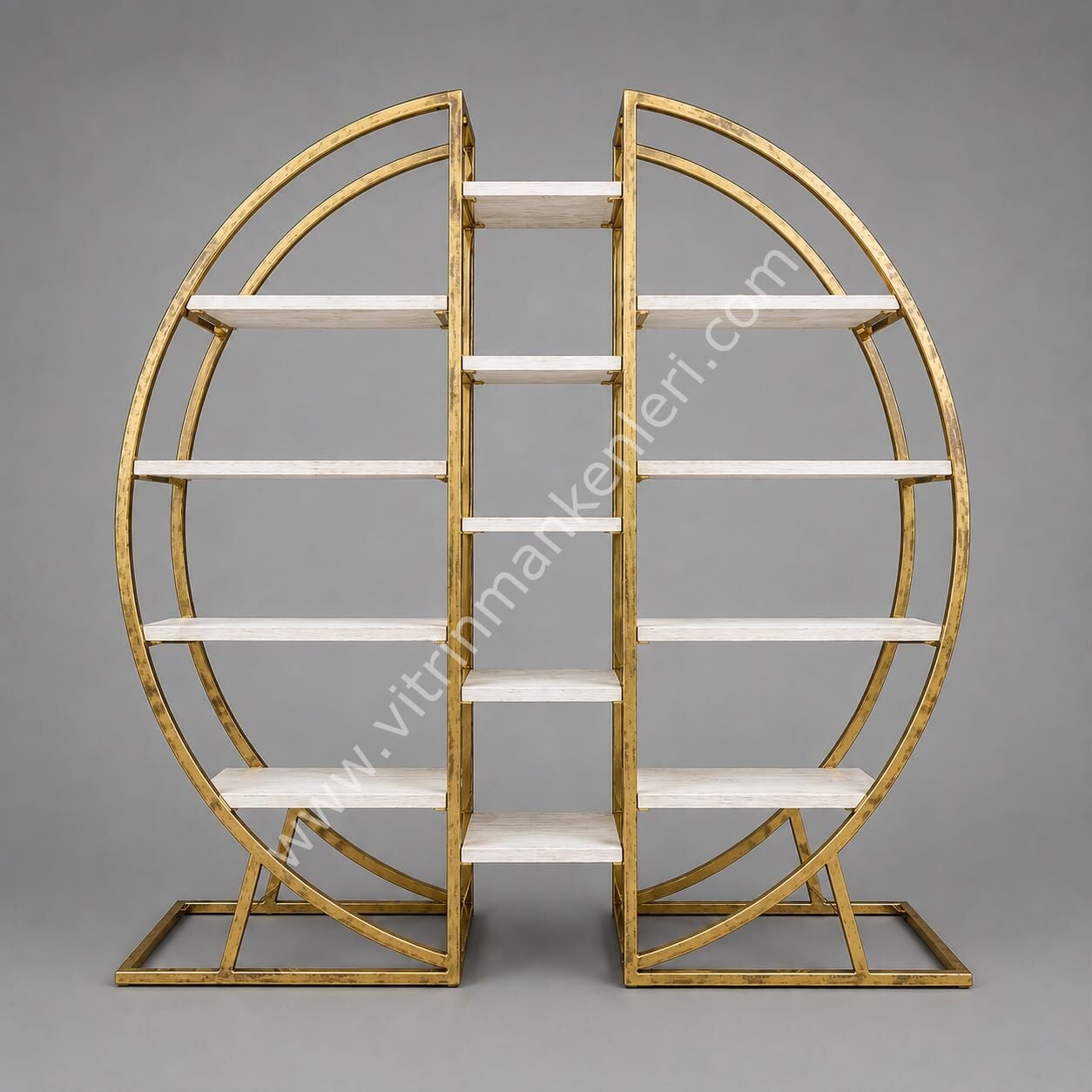 OVAL VİTRİN STANDI GOLD ESKİTME