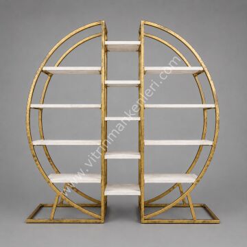 OVAL VİTRİN STANDI GOLD ESKİTME
