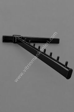 6 Adet 20x30 Kare Traverse Geçme Eğimli Baston Raf Dekoratif Baston(PİMLİ) SİYAH