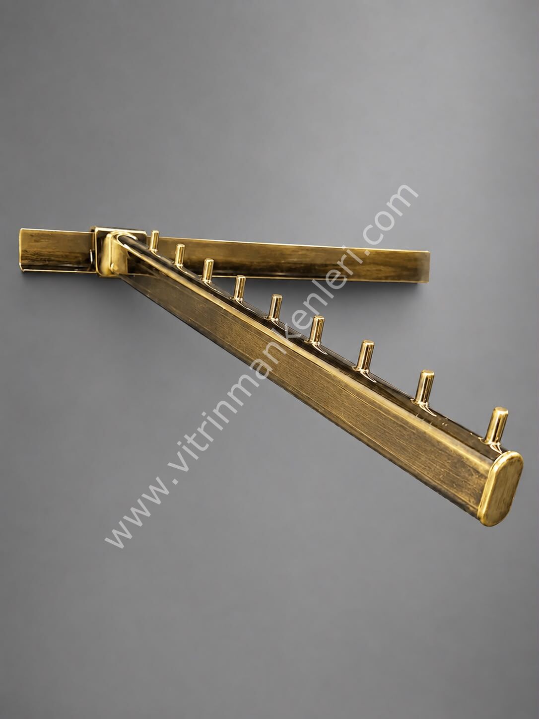 6 Adet 20x30 Kare Traverse Geçme Eğimli Baston Raf Dekoratif Baston(PİMLİ) GOLD ESKİTME