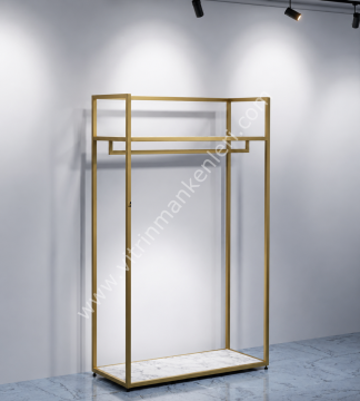 Dekoratif Butik Mağaza Düz Tekli Elbise Askılık GOLD STATİK BOYA