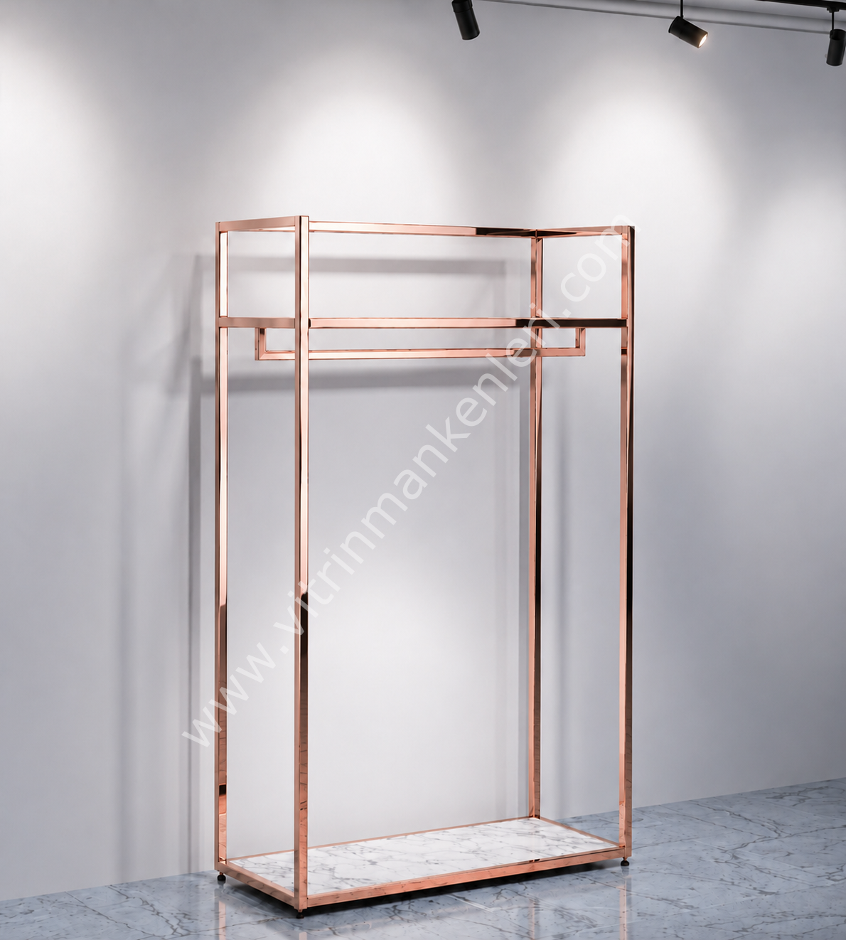 Dekoratif Butik Mağaza Düz Tekli Elbise Askılık ROSE GOLD