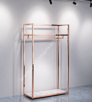 Dekoratif Butik Mağaza Düz Tekli Elbise Askılık ROSE GOLD