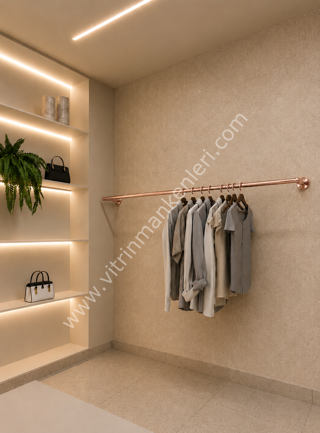 100 CM DUVARA MONTE ASKILIK KOLAY KURULUM ROSE GOLD
