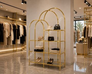 OVAL VİTRİN STAND GOLD ESKİTME