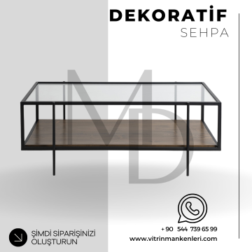 DEKORATİF CAMLI ORTA SEHPA